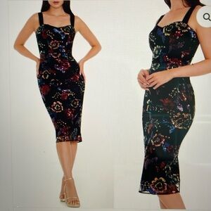Dress the Population Nicole Sequin Floral Sheath Cocktail Dress
